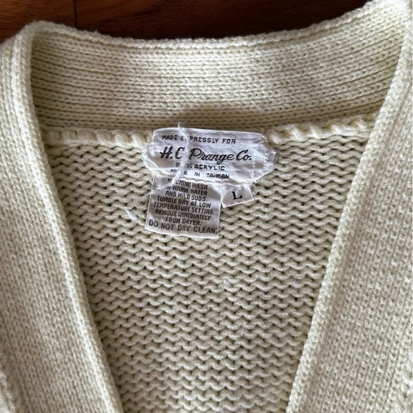 H.C. Prange Co. Vintage 80’s Cream Cable Knit Cardigan size Large - Picture 4 of 5